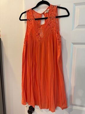 Ya Los Angeles Orange Lace-Trim Sleeveless Dress